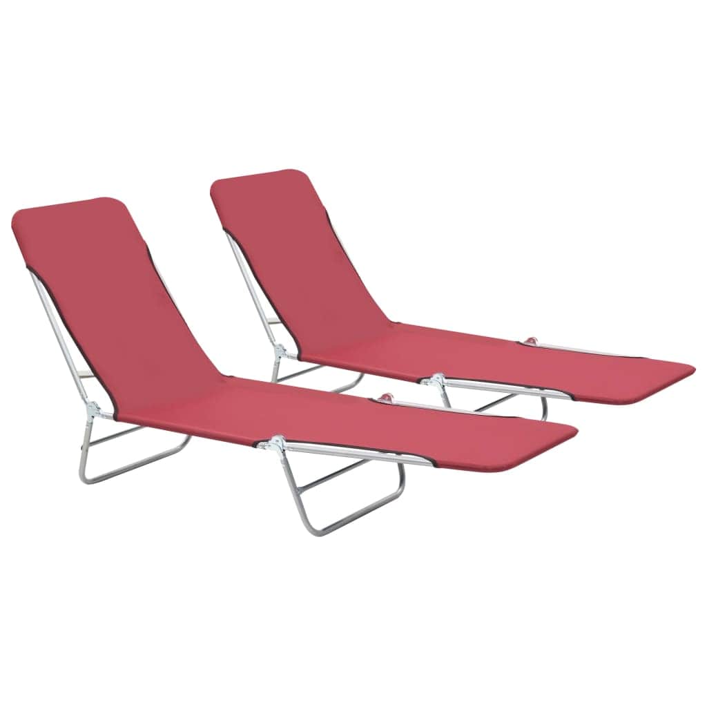 Folding Sun Loungers 2 pcs Steel and Fabric Red - Simple deals