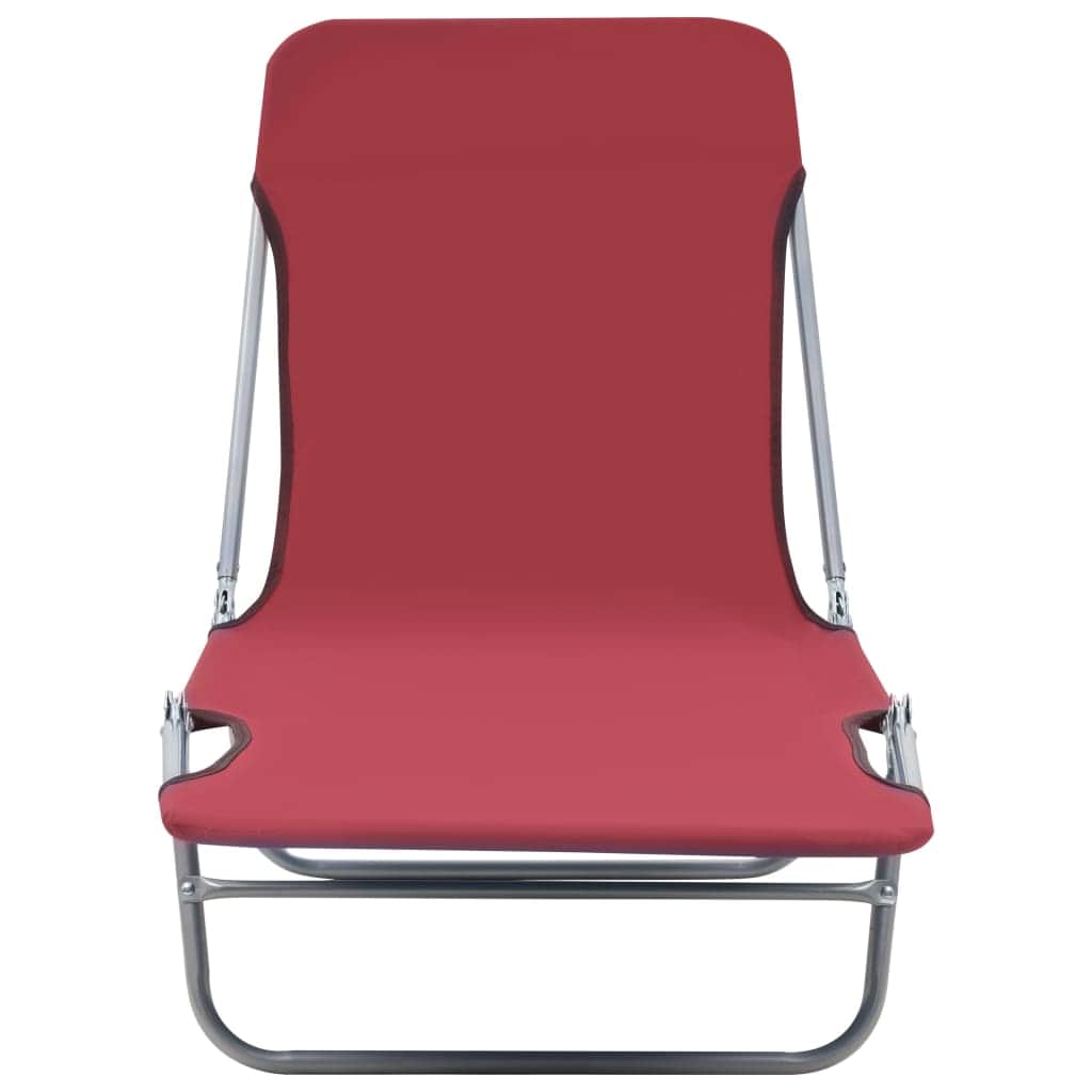 Folding Sun Loungers 2 pcs Steel and Fabric Red - Simple deals