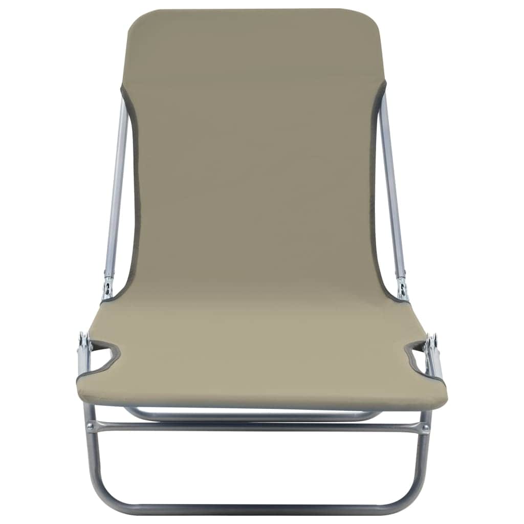 Folding Sun Loungers 2 pcs Steel and Fabric Taupe - Simple deals