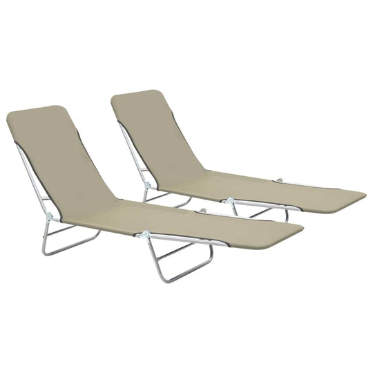 Folding Sun Loungers 2 pcs Steel and Fabric Taupe - Simple deals