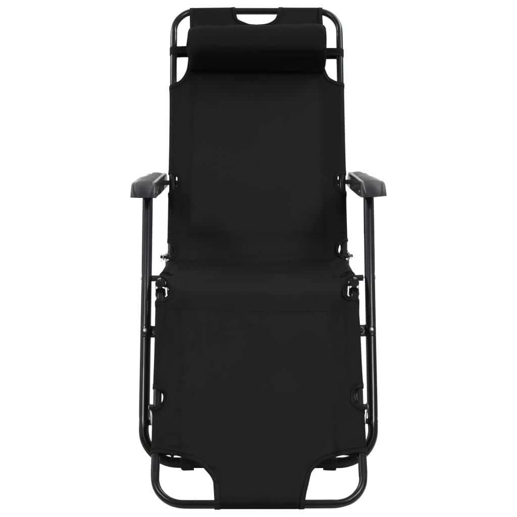 Folding Sun Loungers 2 pcs with Footrests Steel Black - Simple deals