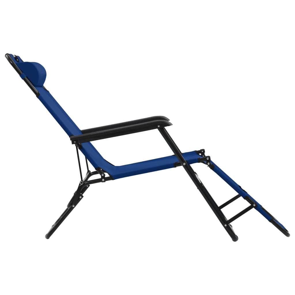 Folding Sun Loungers 2 pcs with Footrests Steel Blue - Simple deals