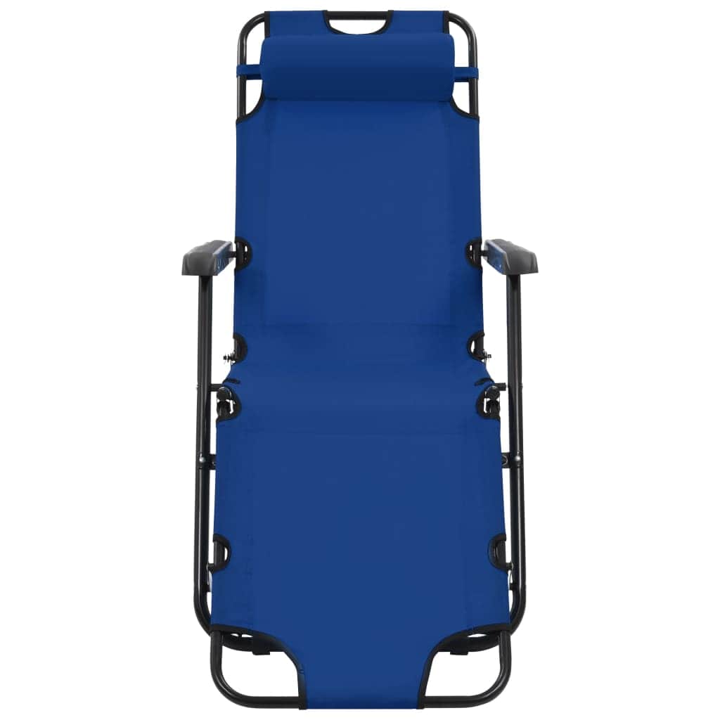Folding Sun Loungers 2 pcs with Footrests Steel Blue - Simple deals
