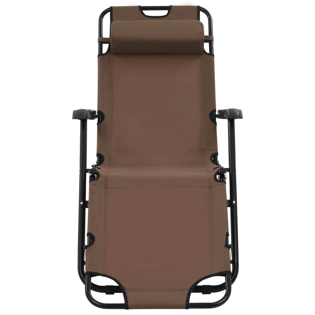 Folding Sun Loungers 2 pcs with Footrests Steel Brown - Simple deals