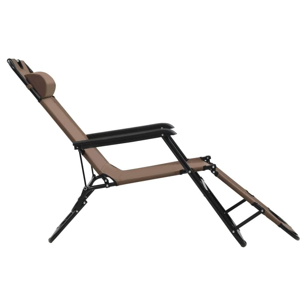 Folding Sun Loungers 2 pcs with Footrests Steel Brown - Simple deals