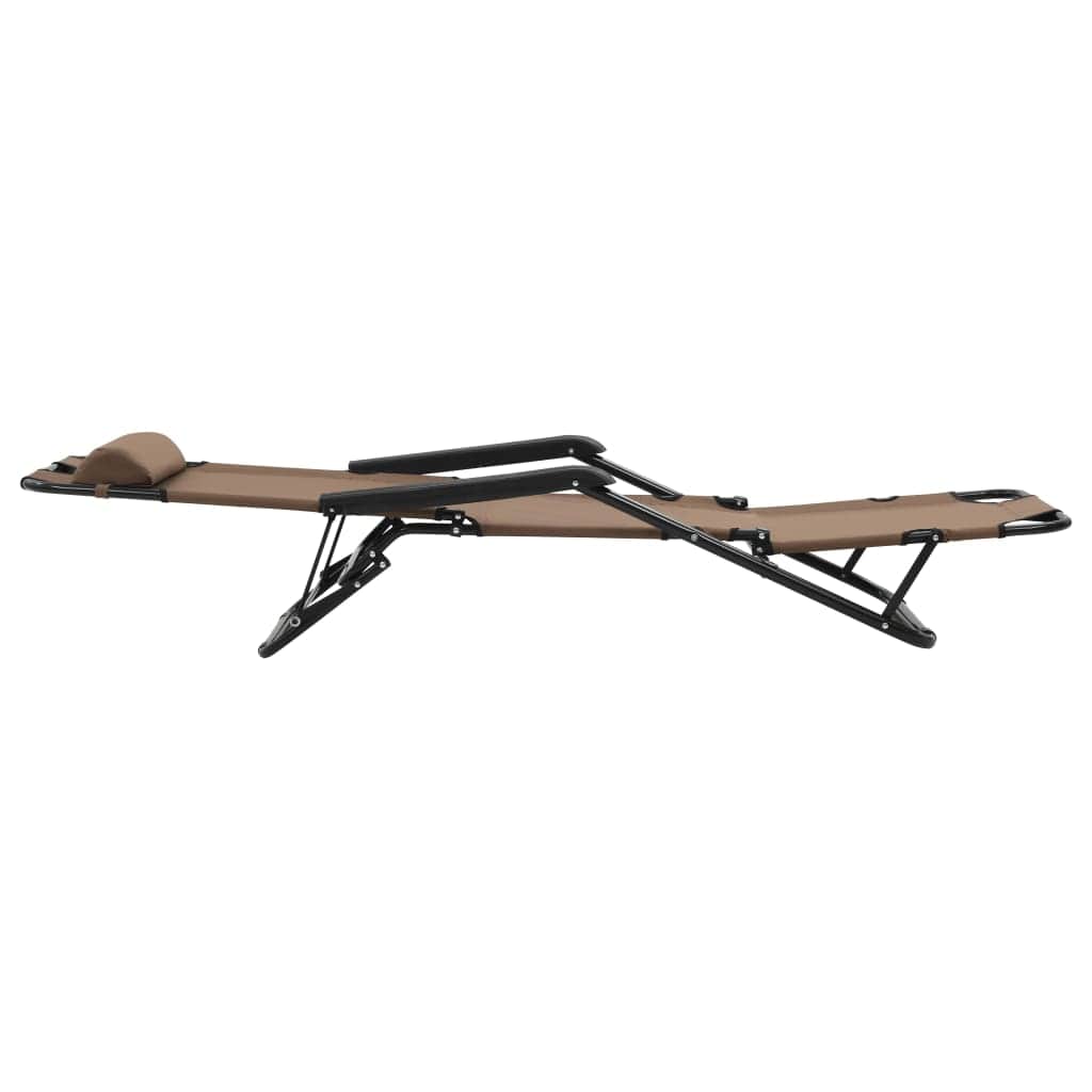 Folding Sun Loungers 2 pcs with Footrests Steel Brown - Simple deals