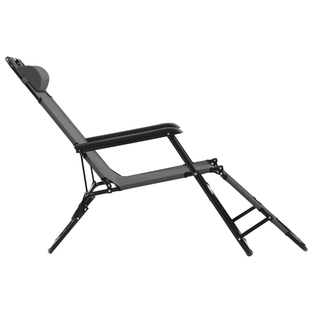 Folding Sun Loungers 2 pcs with Footrests Steel Grey - Simple deals