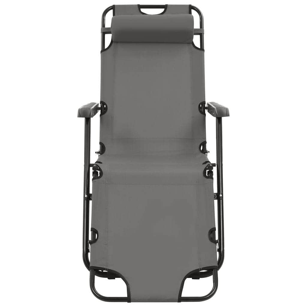 Folding Sun Loungers 2 pcs with Footrests Steel Grey - Simple deals