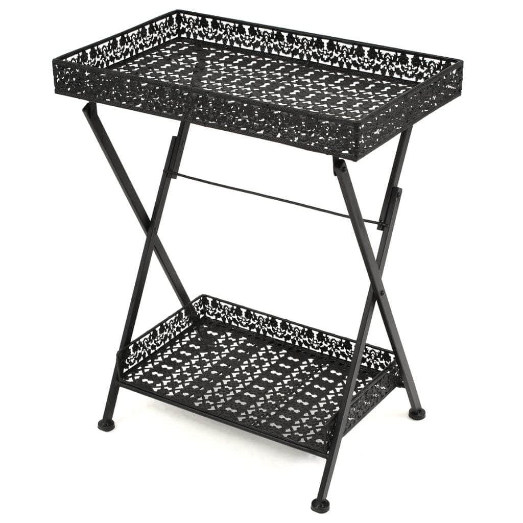 Folding Tea Table Vintage Style Metal Black