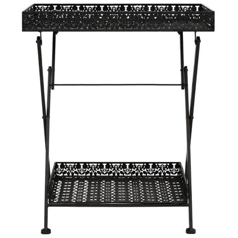 Folding Tea Table Vintage Style Metal Black