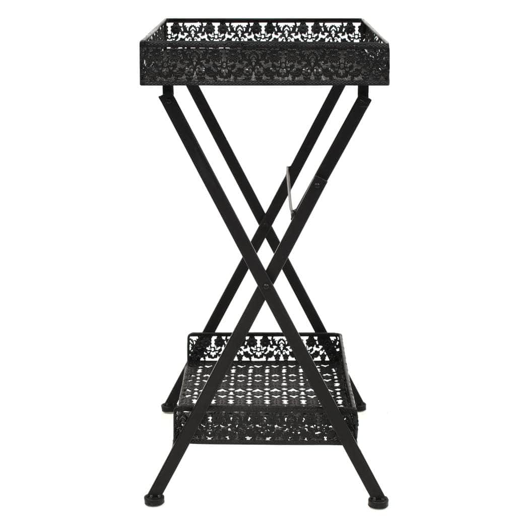 Folding Tea Table Vintage Style Metal Black