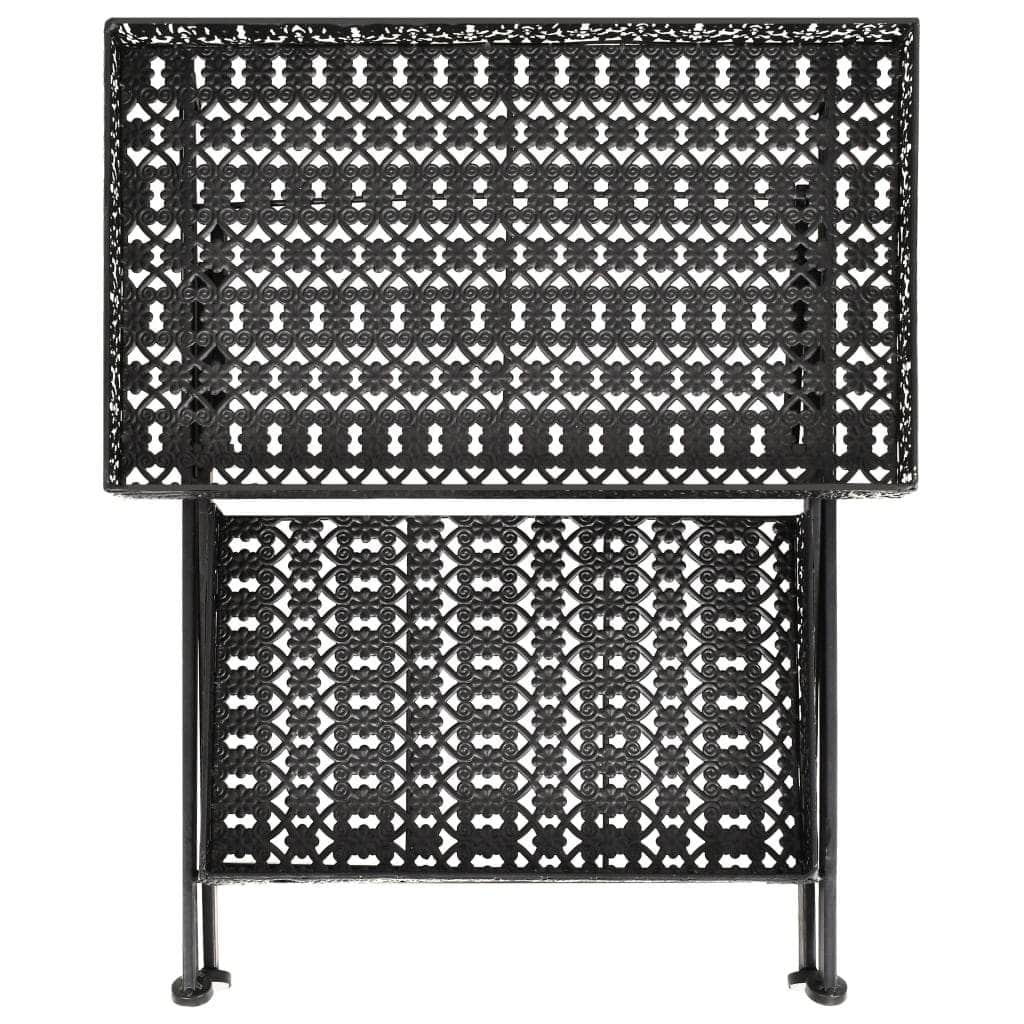 Folding Tea Table Vintage Style Metal Black