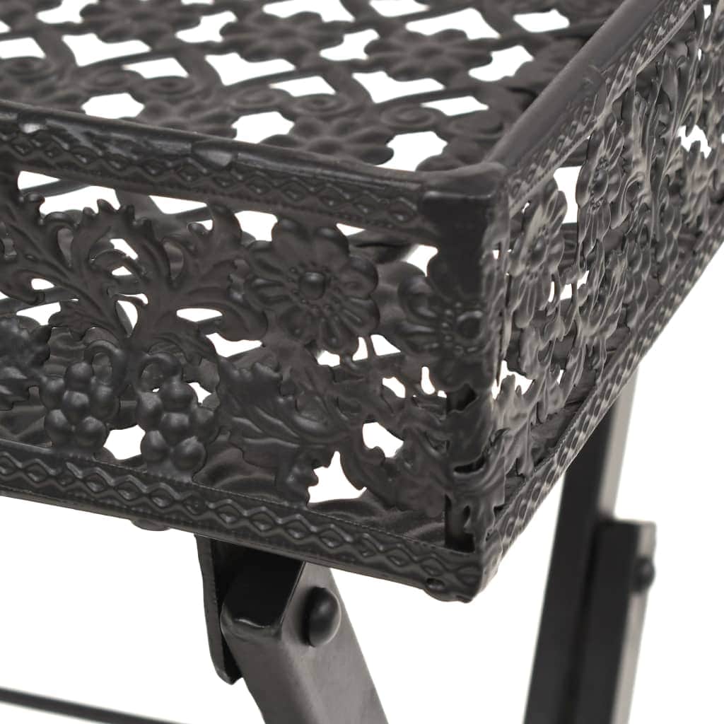 Folding Tea Table Vintage Style Metal Black