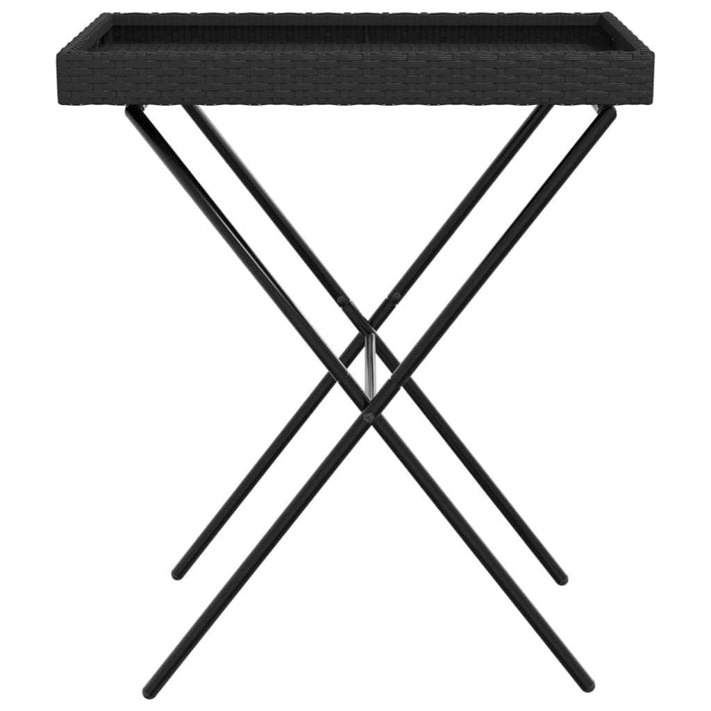 Rattan finish - Folding Tray Table Black Poly Rattan