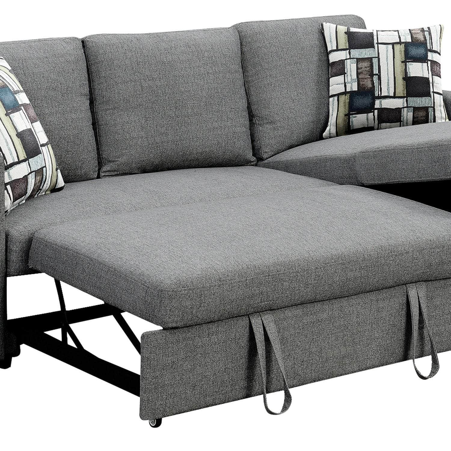 indoor furniture - Fontana Pullout Sofa Bed with Storage Chaise Lounge - Grey - photo 11