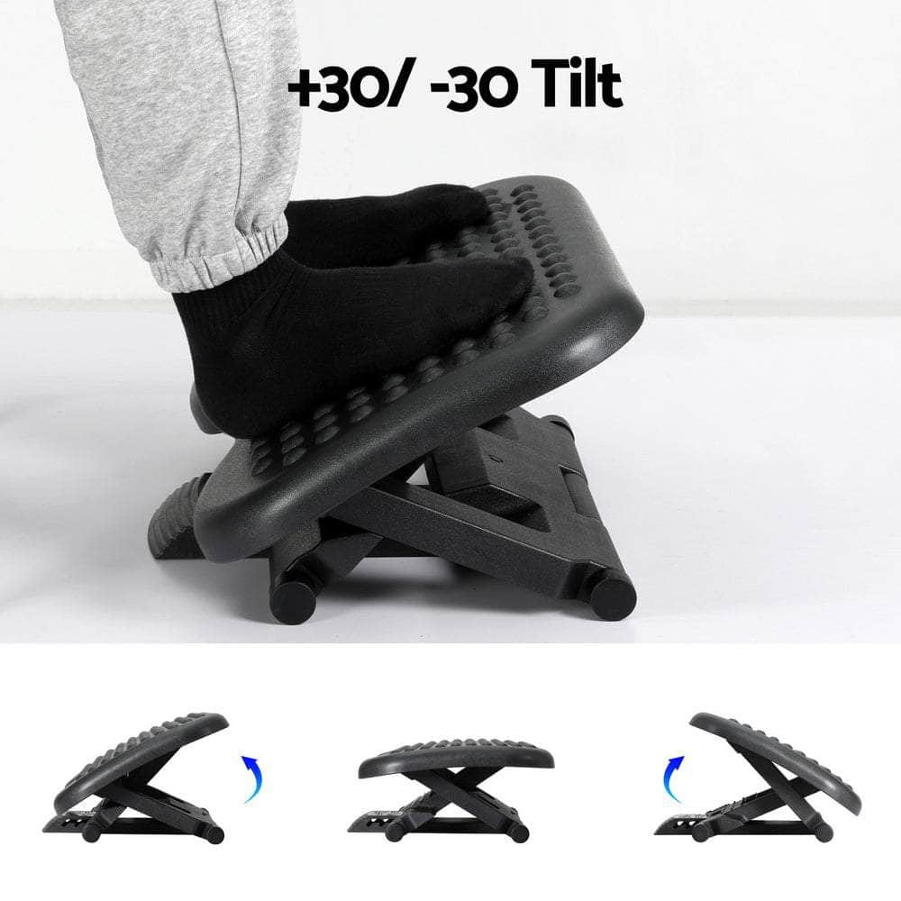 Foot Rest Stool Office Under Desk Angle Adjustable Footrest Massage Black