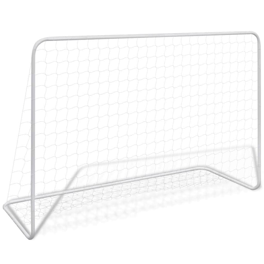 Football Goals 2 pcs with Nets Steel White