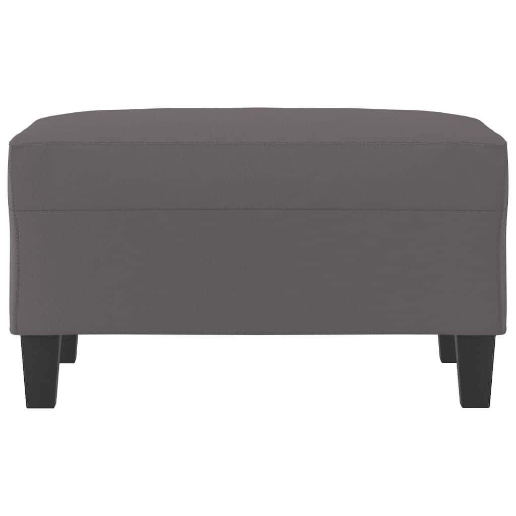 Footstool Grey Faux Leather