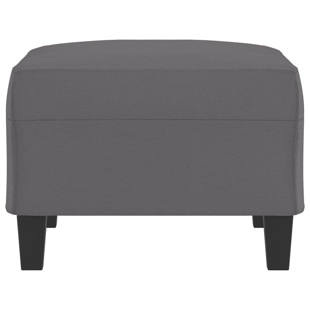 Footstool Grey Faux Leather