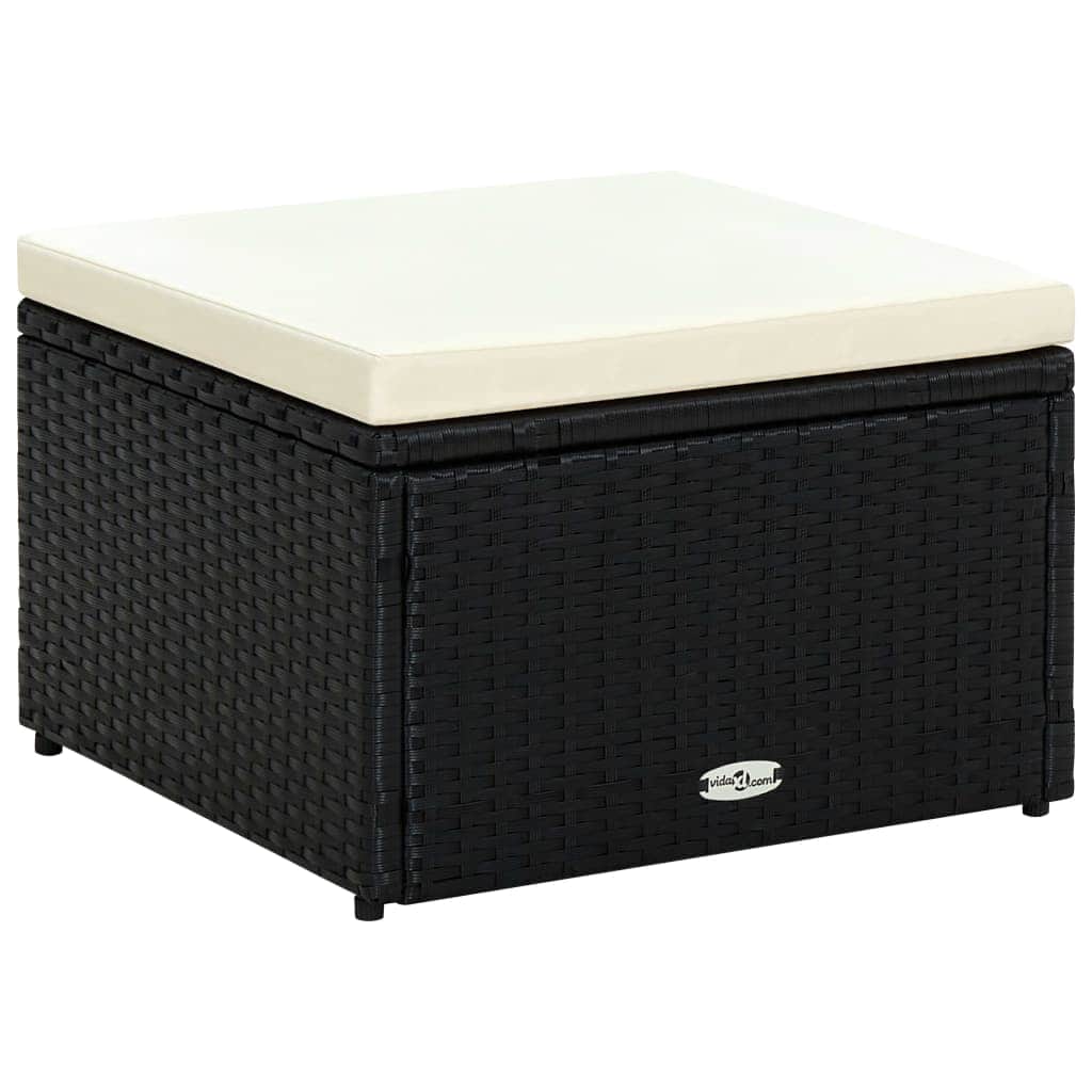 Footstool Poly Rattan Black