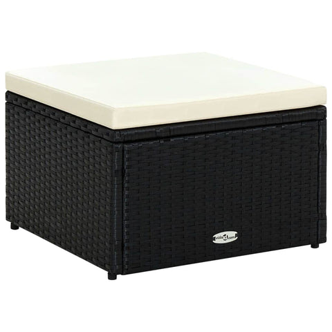 Footstool Poly Rattan Black