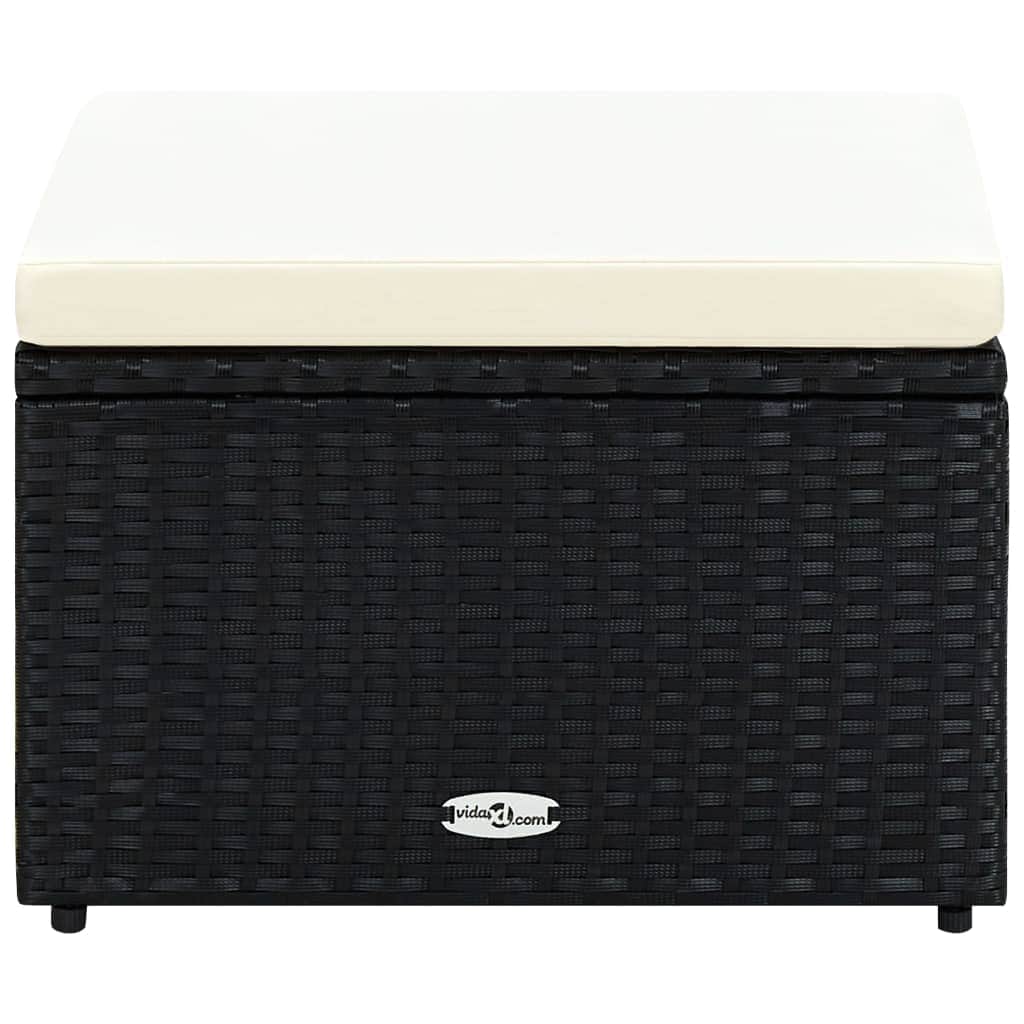 Footstool Poly Rattan Black