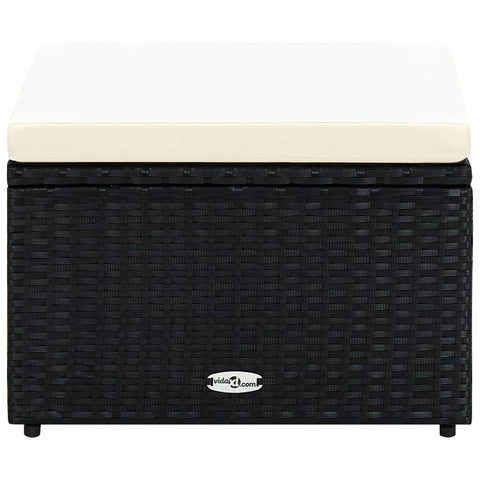 Footstool Poly Rattan Black