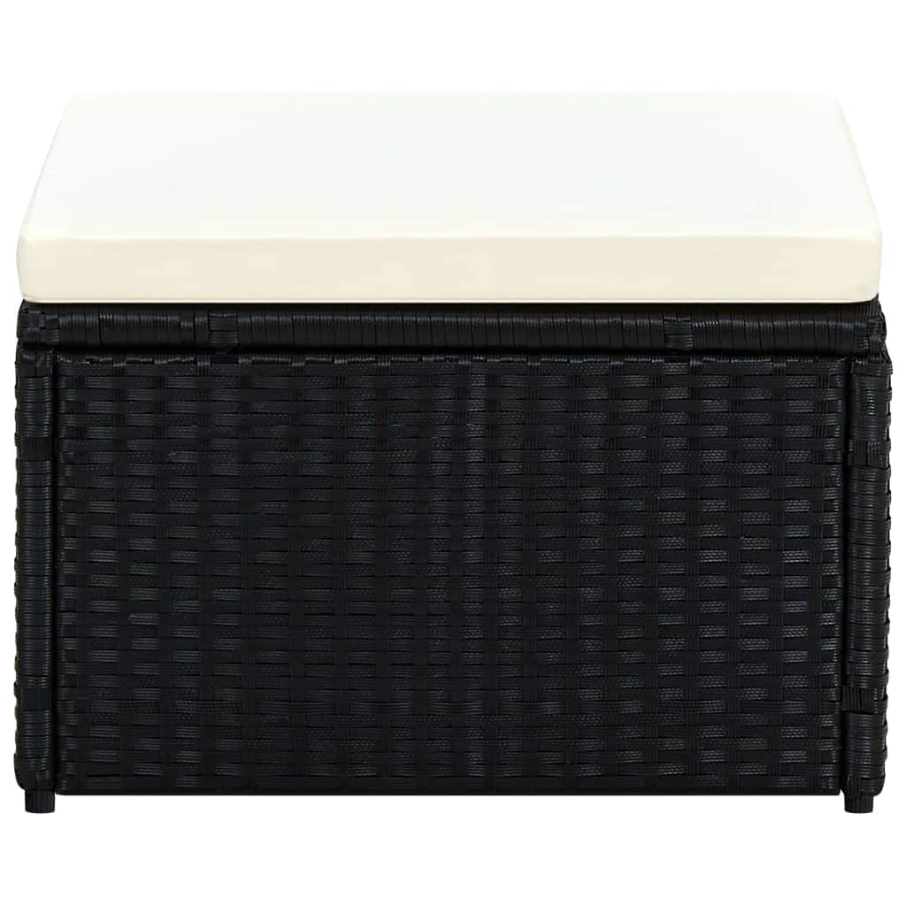 Footstool Poly Rattan Black