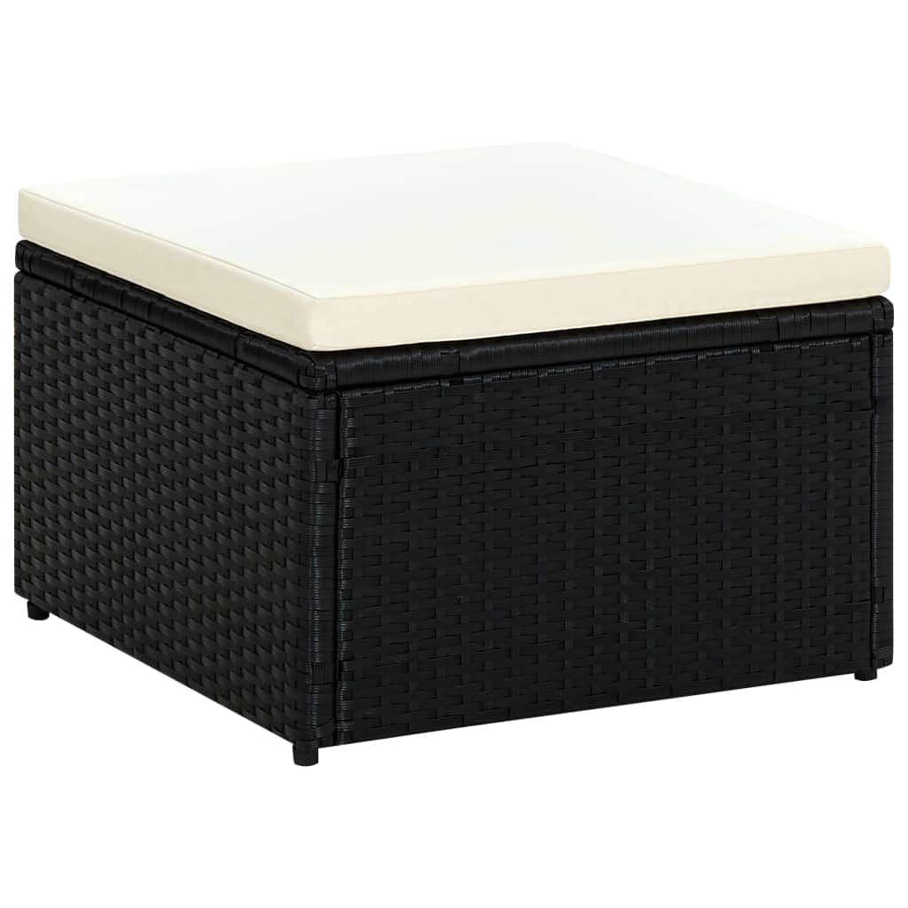 Footstool Poly Rattan Black