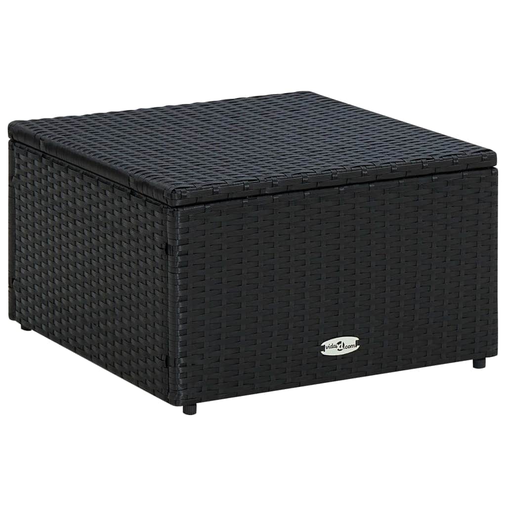 Footstool Poly Rattan Black