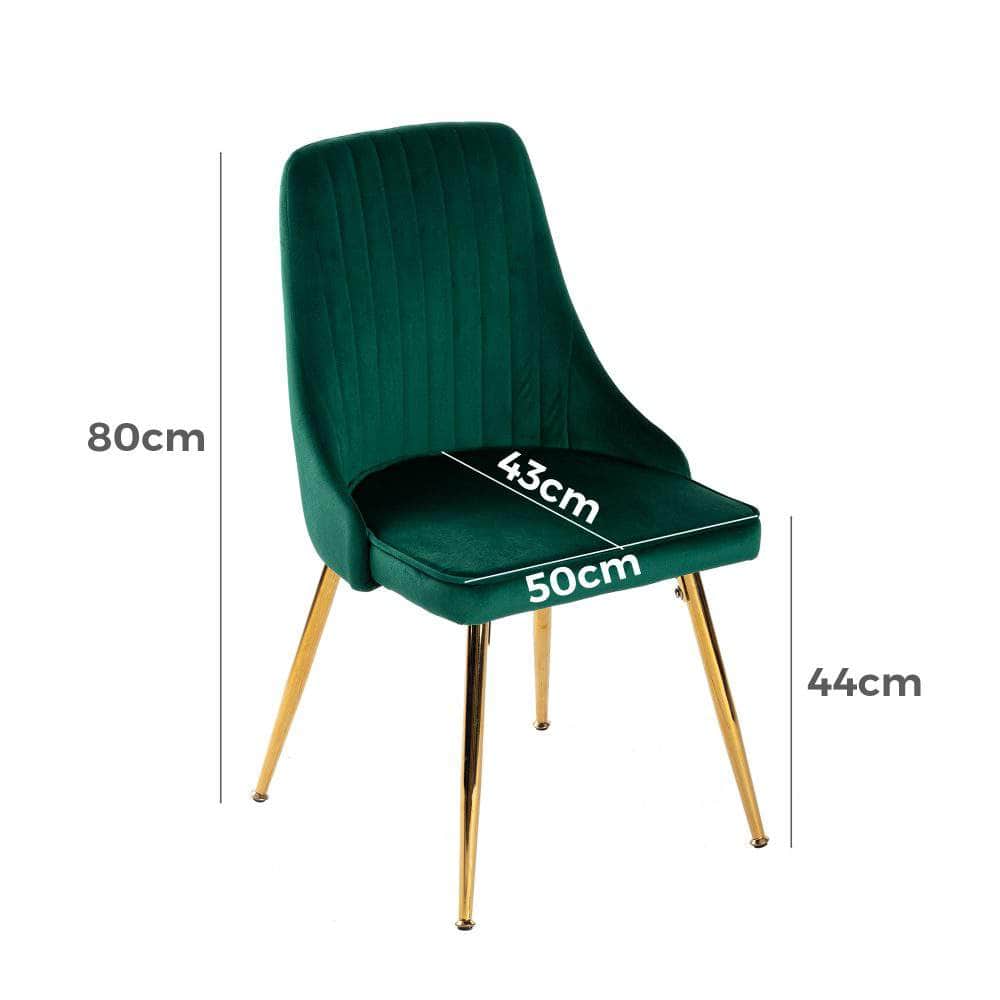 Forever Set Of 2 Blue/Green Velvet Dining Chairs – Gold Metal Legs