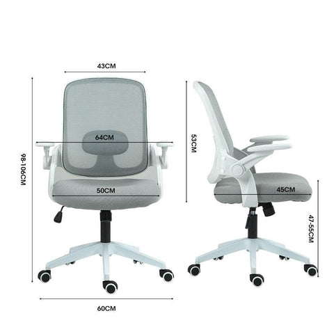 Fortia Ergonomic Office Desk Chair, Coolmesh Fabric, Grey Mesh/White Frame