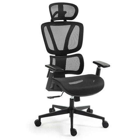 Fortia Ergonomic Office Desk Chair, Headrest, Armrest and Recline, Black Mesh/Black Frame
