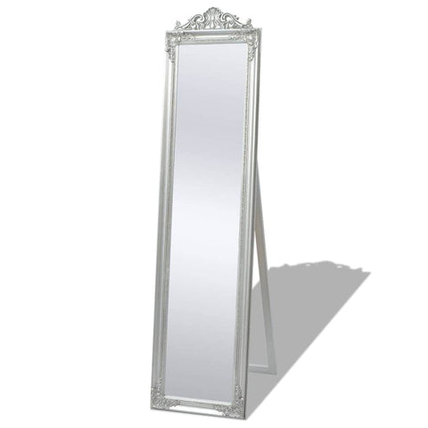 Free-Standing Mirror Baroque Style Silver