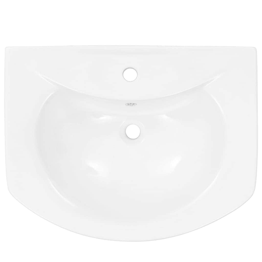 Freestanding Basin with Pedestal Ceramic White L