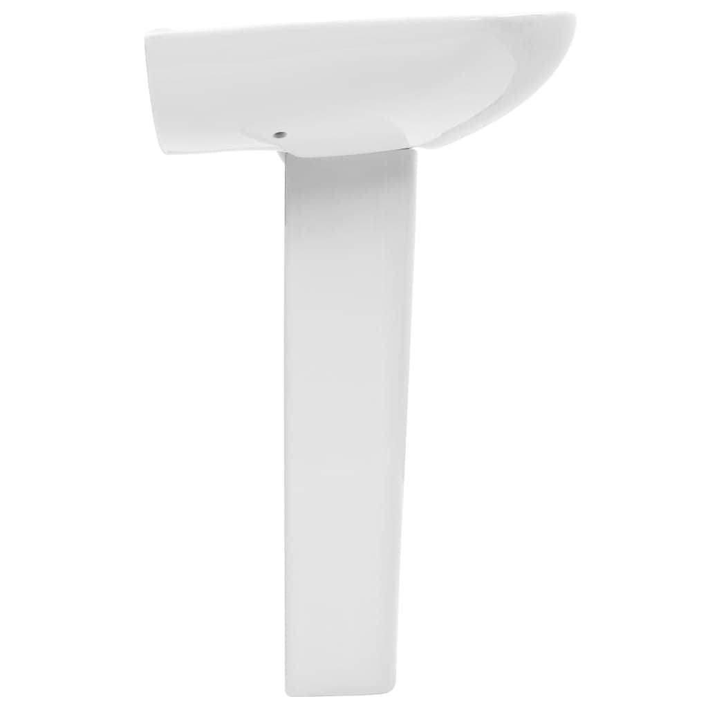 Freestanding Basin with Pedestal Ceramic White L