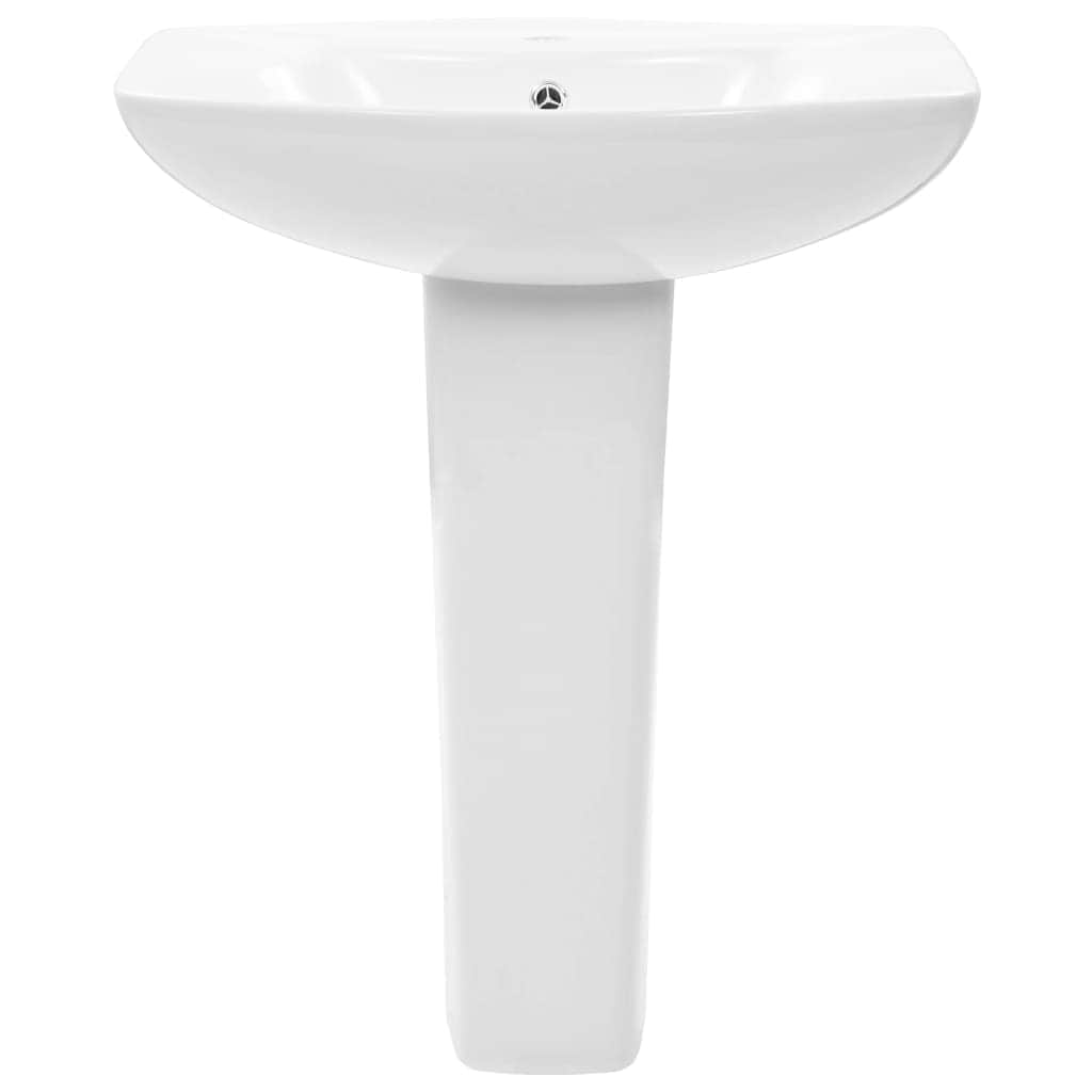Freestanding Basin with Pedestal Ceramic White L