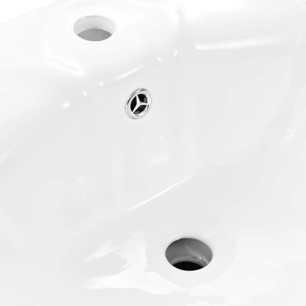 Freestanding Basin with Pedestal Ceramic White M