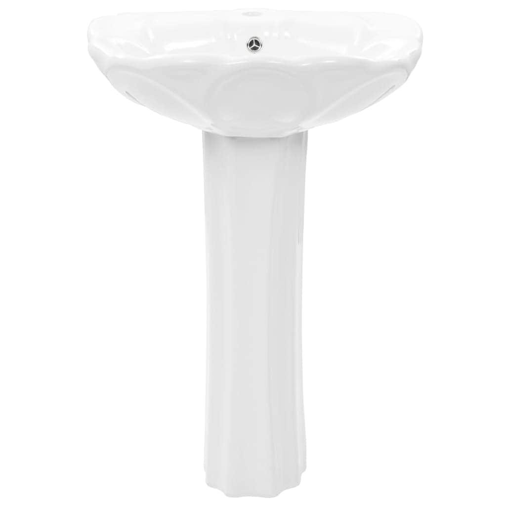 Freestanding Basin with Pedestal Ceramic White M