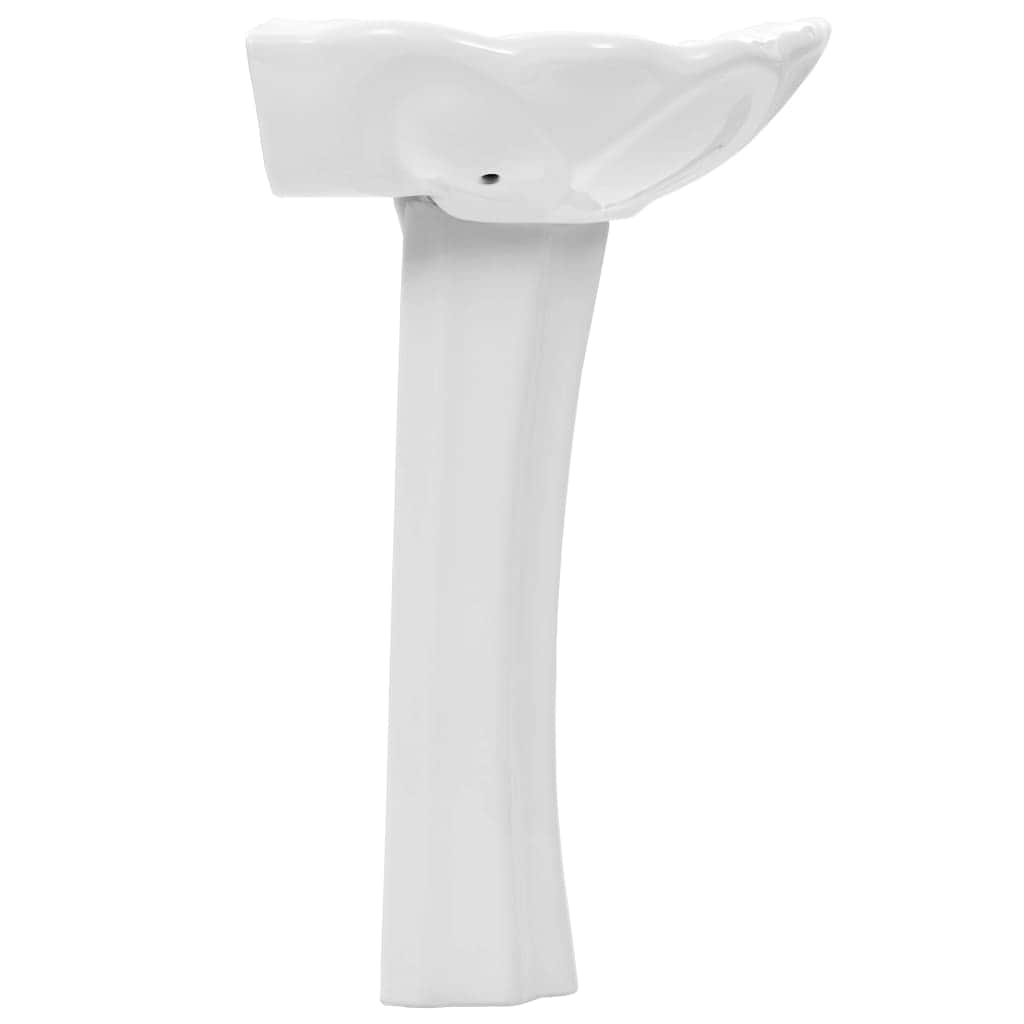 Freestanding Basin with Pedestal Ceramic White M