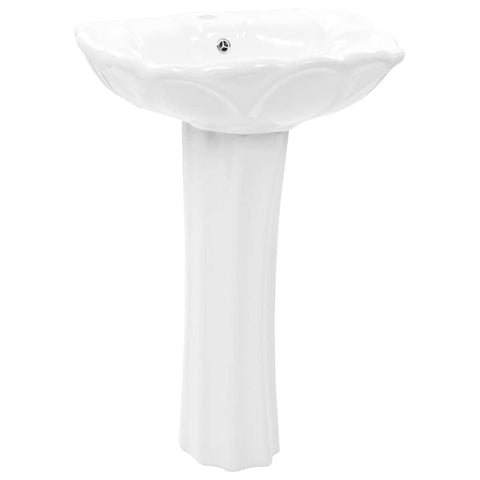 Freestanding Basin with Pedestal Ceramic White M
