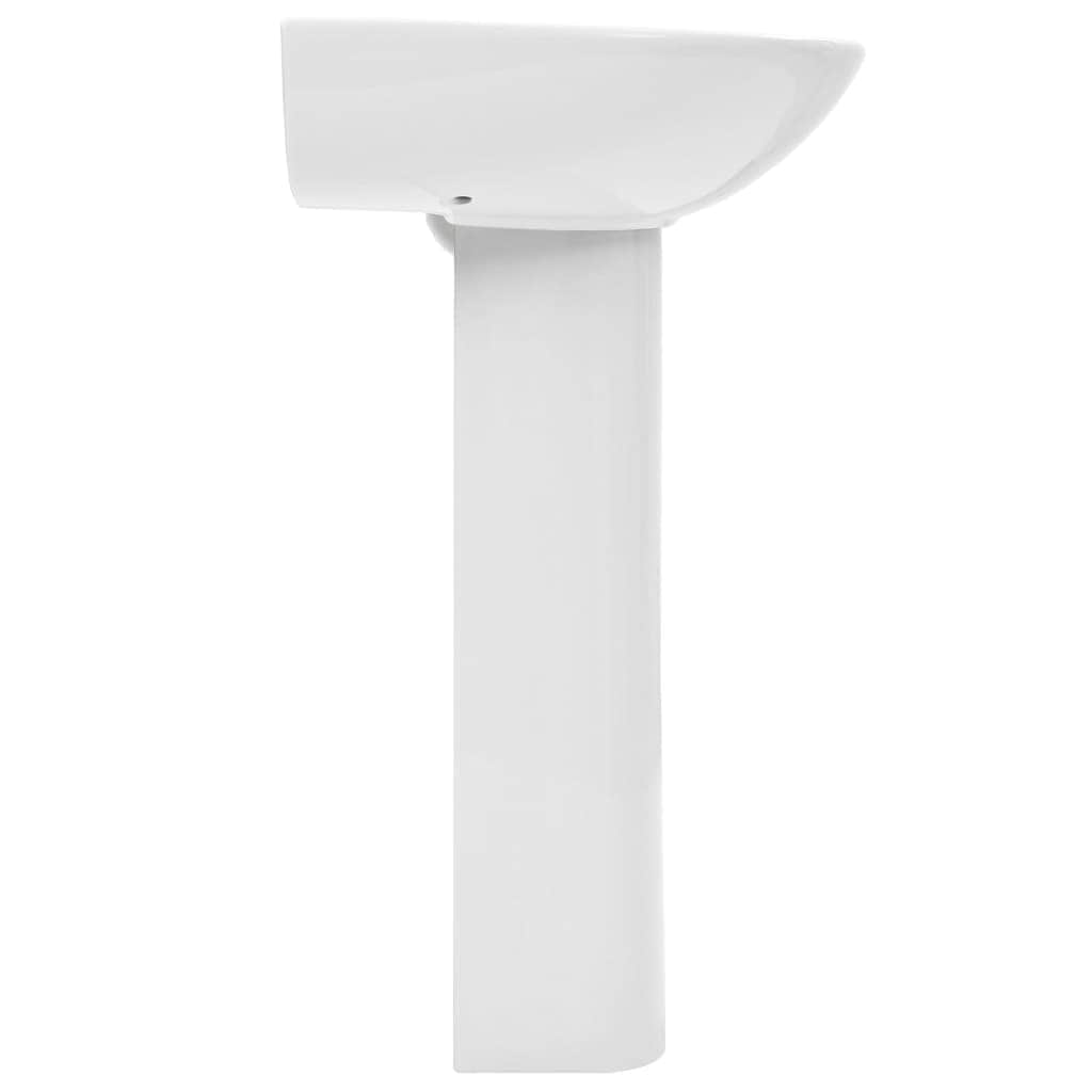 Freestanding Basin with Pedestal Ceramic White  S