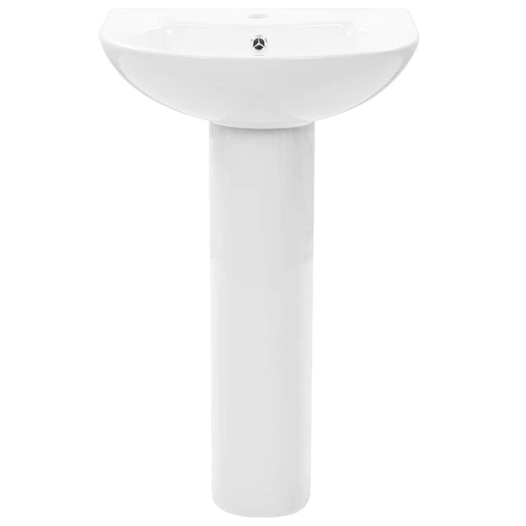 Freestanding Basin with Pedestal Ceramic White  S