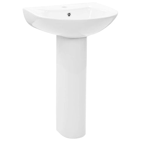 Freestanding Basin with Pedestal Ceramic White  S