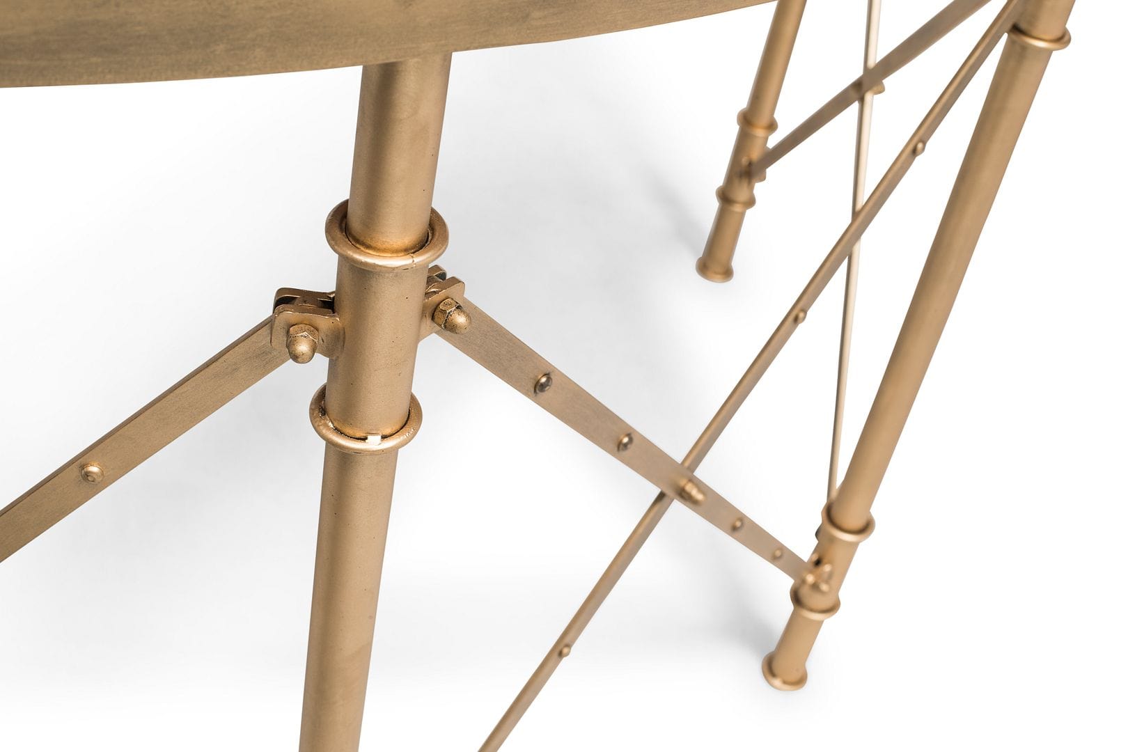 French Brass Finish Wooden Half Round Console Table for Hallways