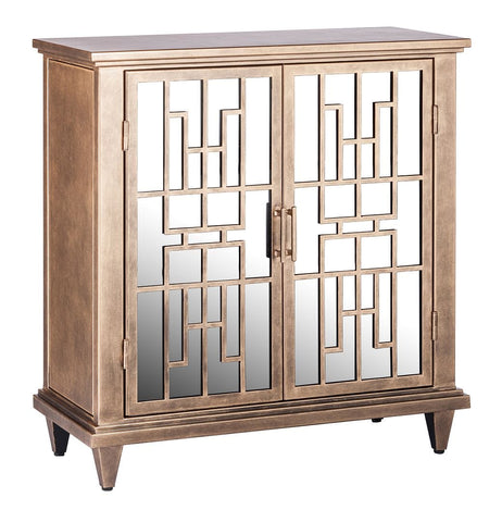 French Brass Sideboard Buffet Cabinet with Mirrored Glass Doors for Chic Storage