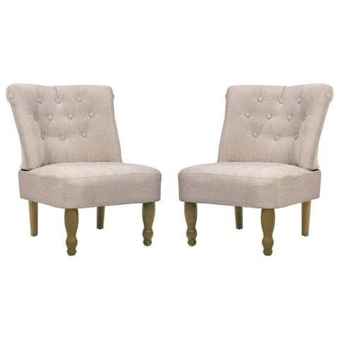 French Chairs 2 pcs Cream Fabric