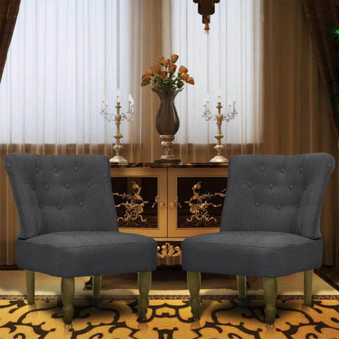French Chairs 2 pcs Grey Fabric