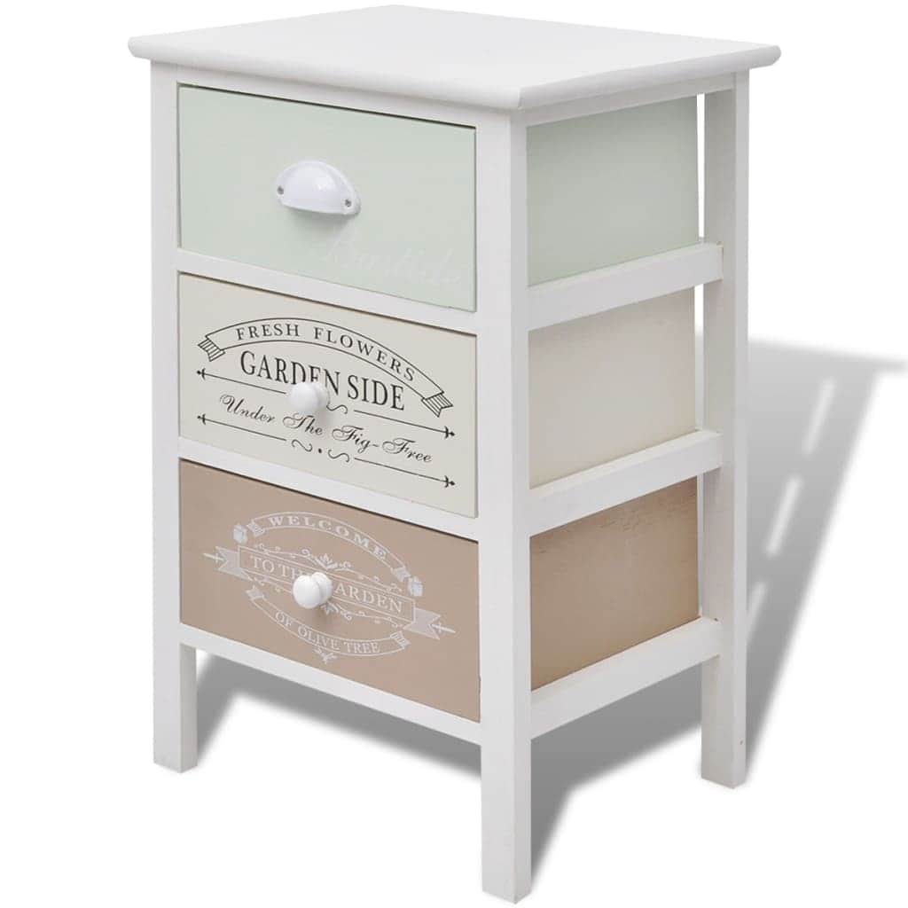 French Storage Cabinet 3 Drawers Wood