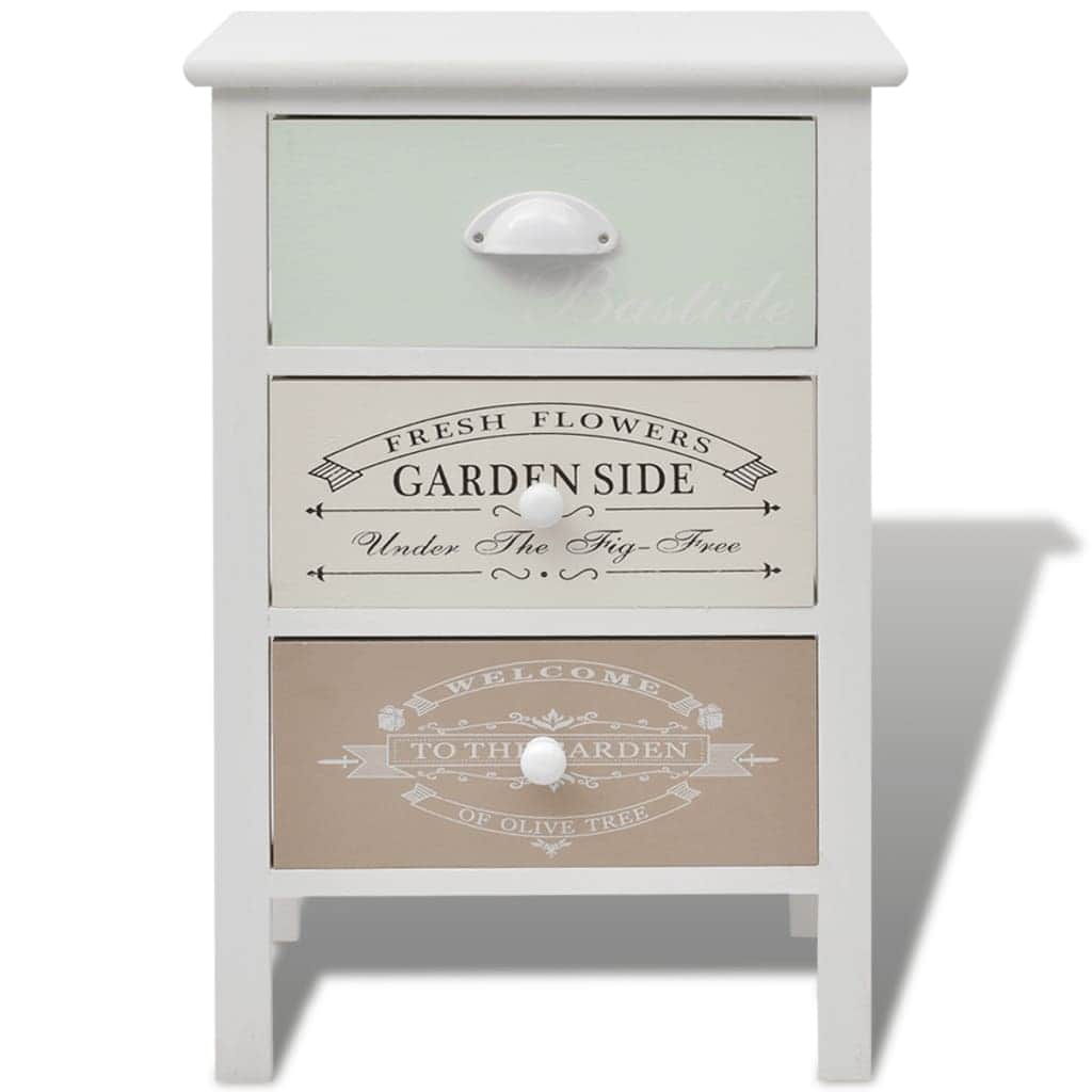 French Storage Cabinet 3 Drawers Wood